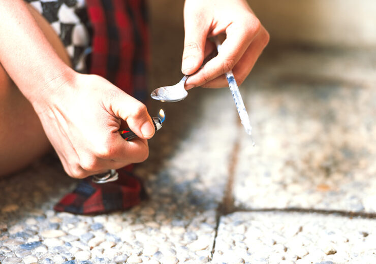 Heroin drug preparation with lighter